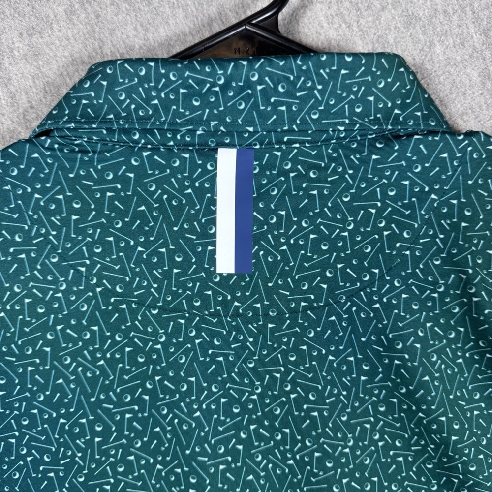 Rhoback Performance Polo Shirt Men M Green Golf  The Mulligan All Over Print - Picture 13 of 13